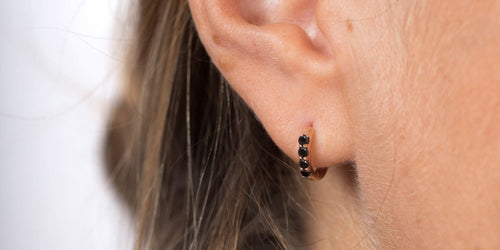 Earrings rose gold and black diamond