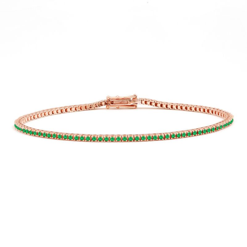 Bracelet Tennis Or Rose Ganga Emeraude