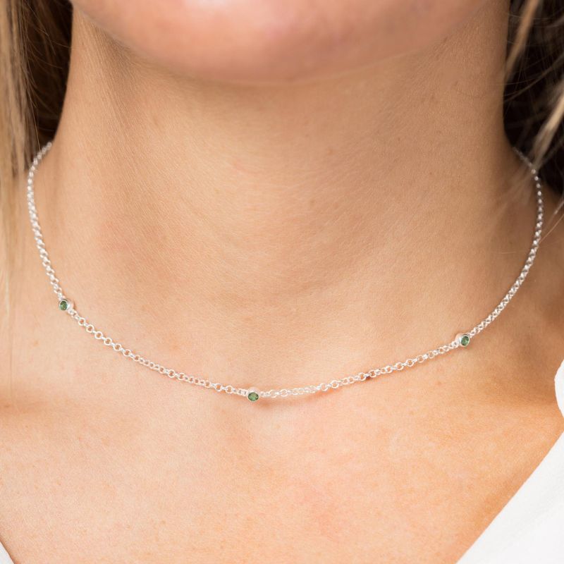 Emerald Silver Necklace Asonya
