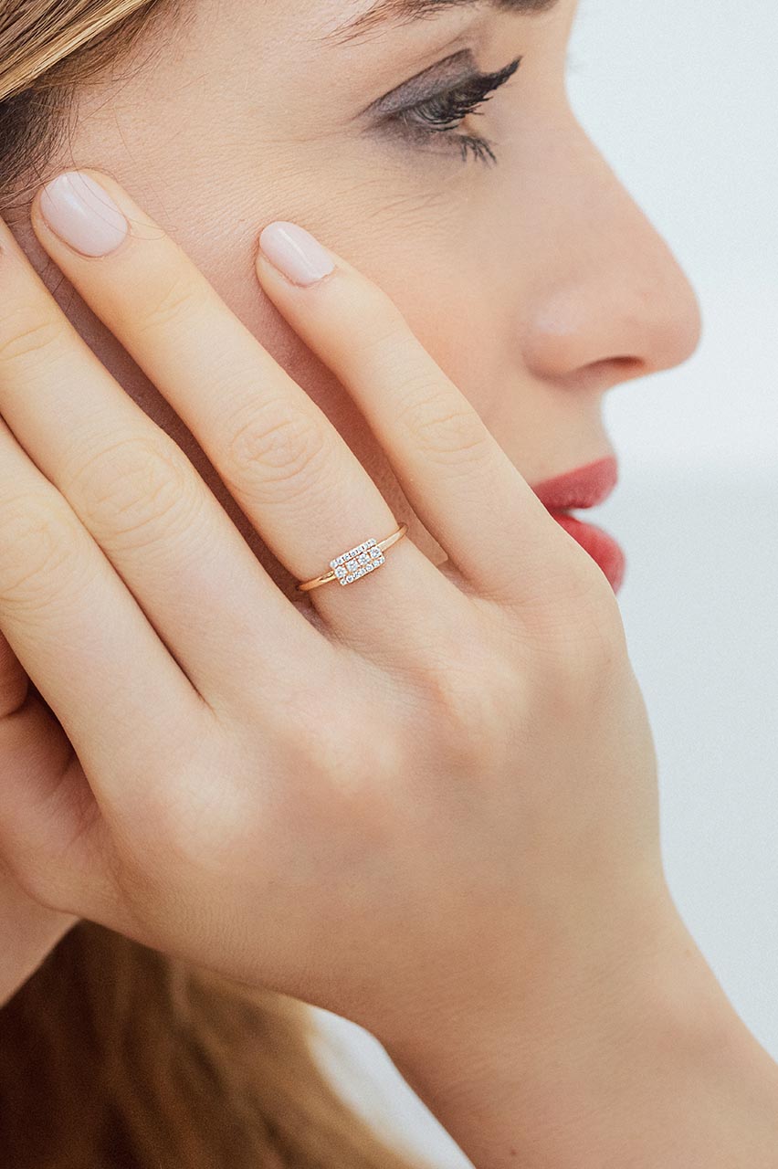 Rectangular diamond engagement ring