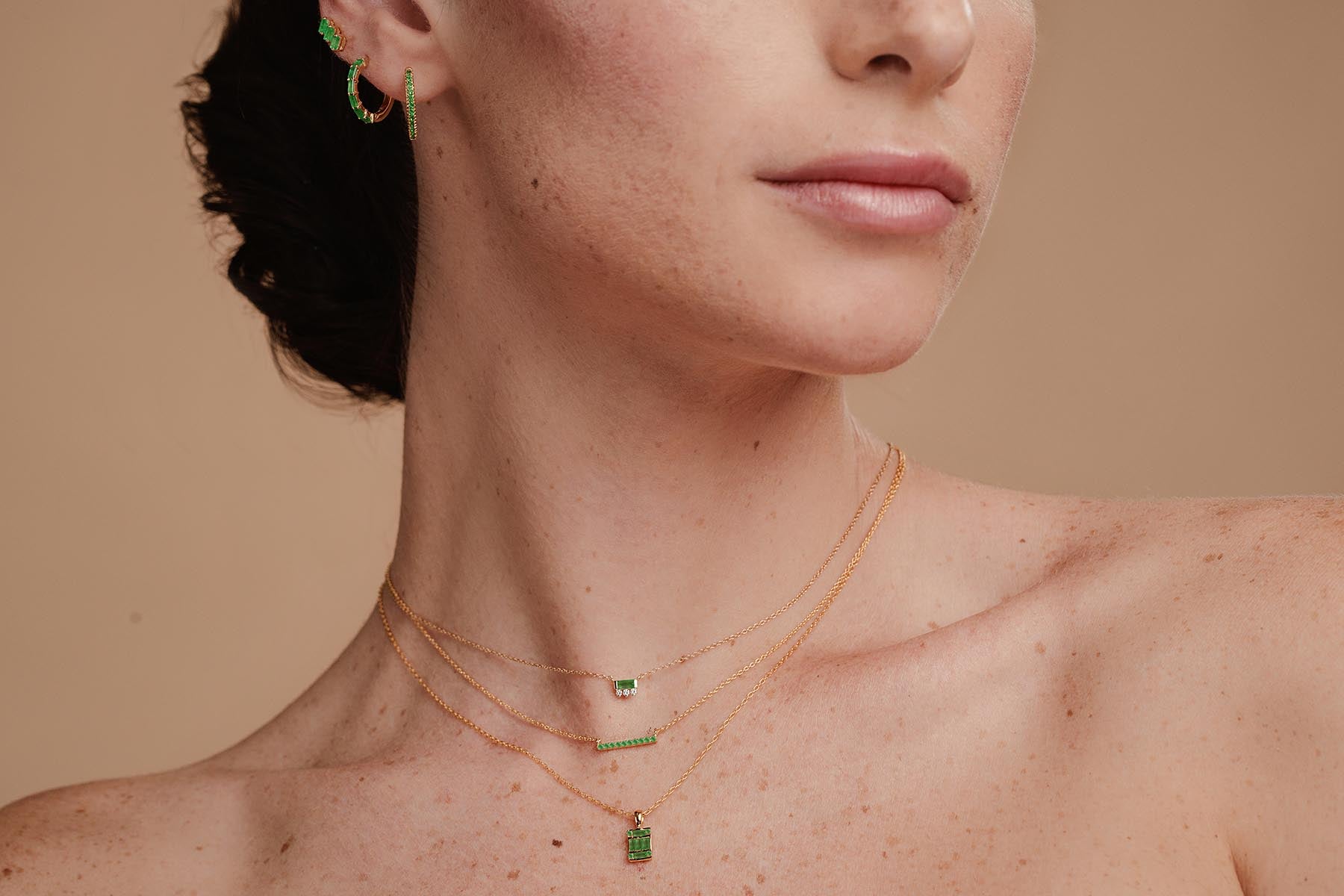 Jewelry set long bar Ujala in emerald