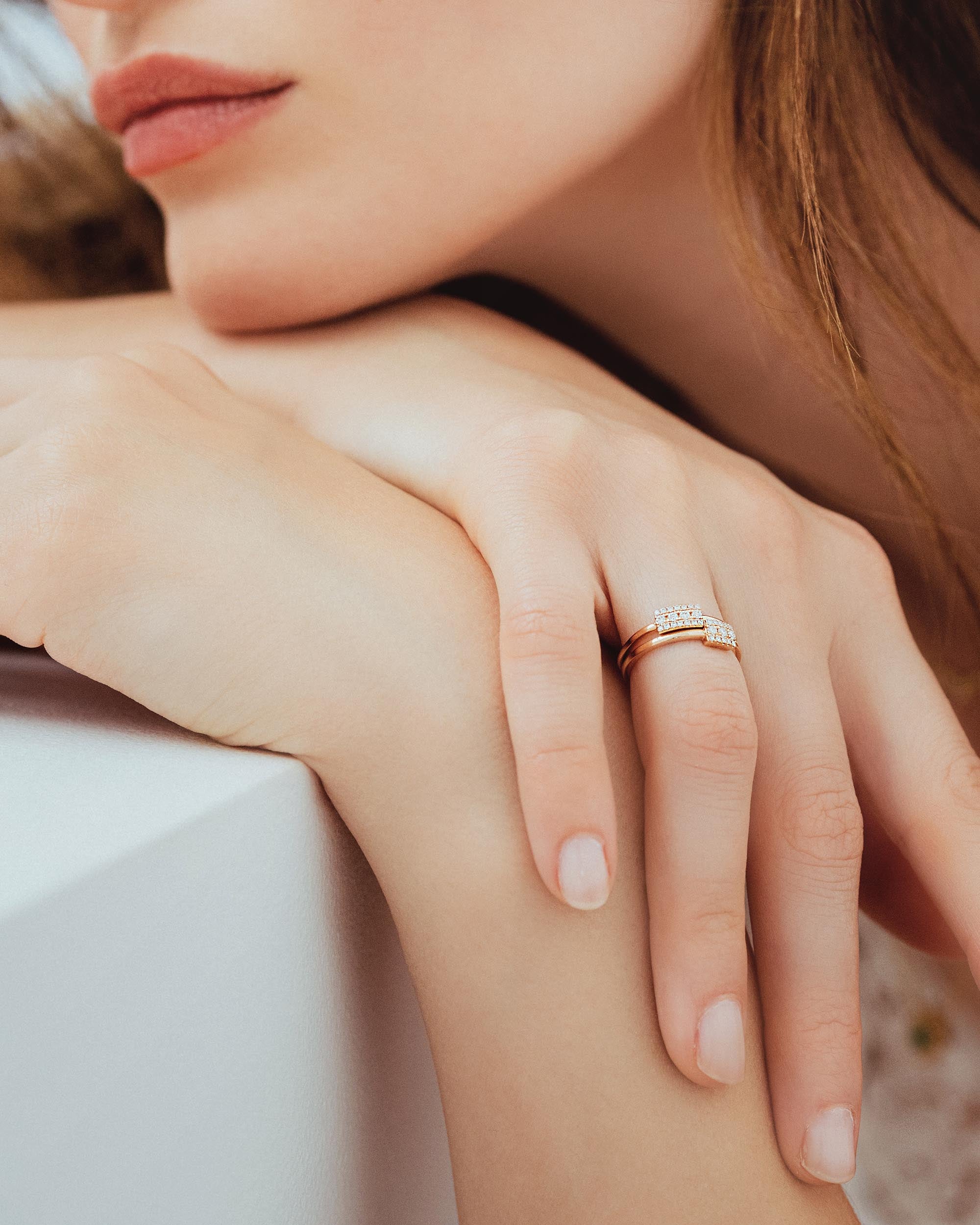 Bague en or rose et diamant