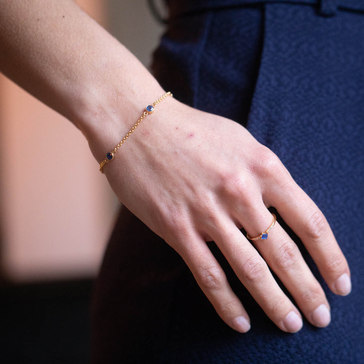 Bracelet in 18K Gold Vermeil set with Sapphire