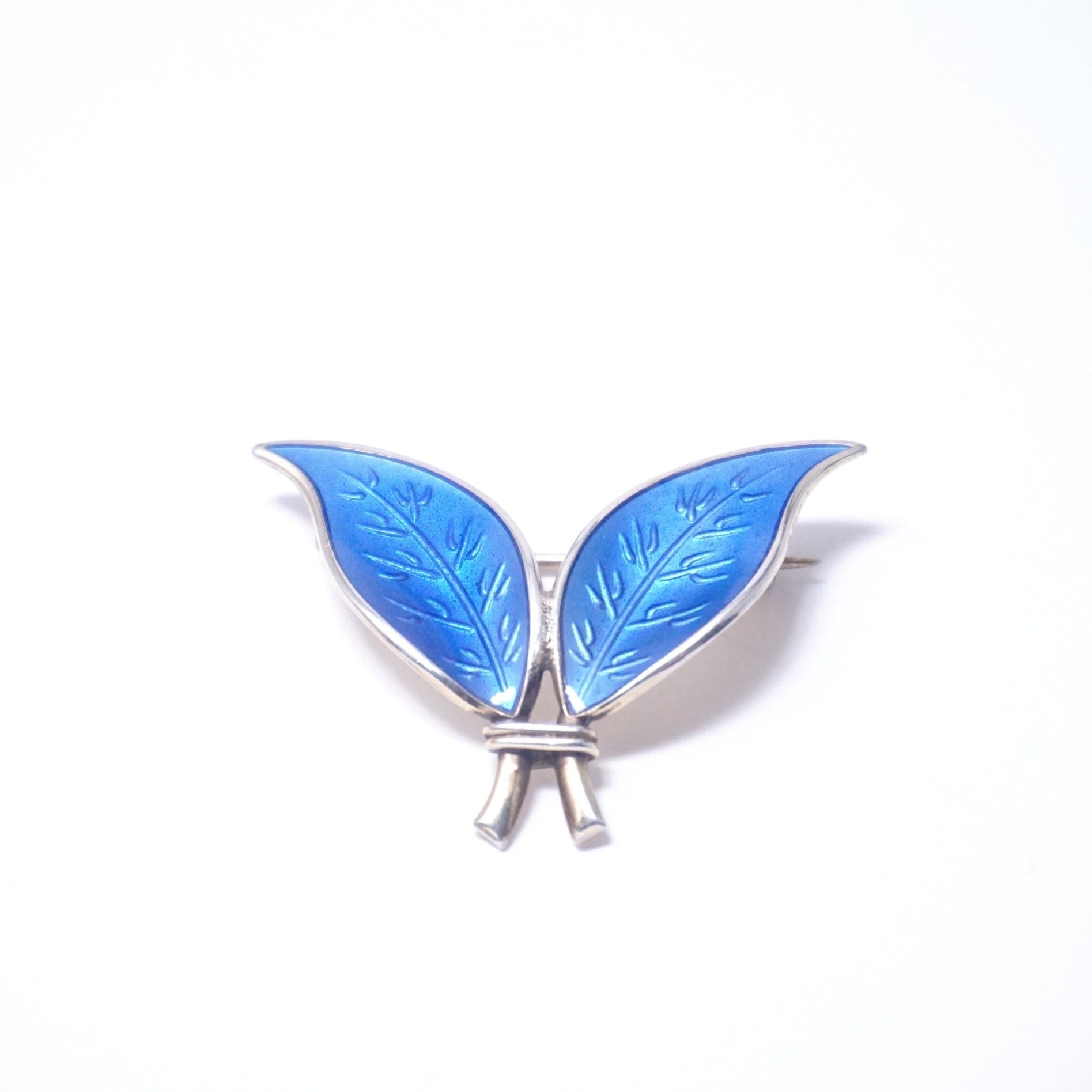 Brooch 'Leaf'／ Blue Enamel