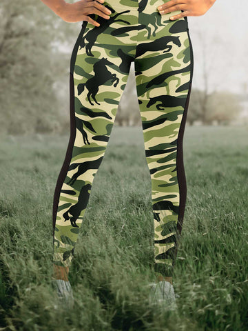 horses camouflage women leggings