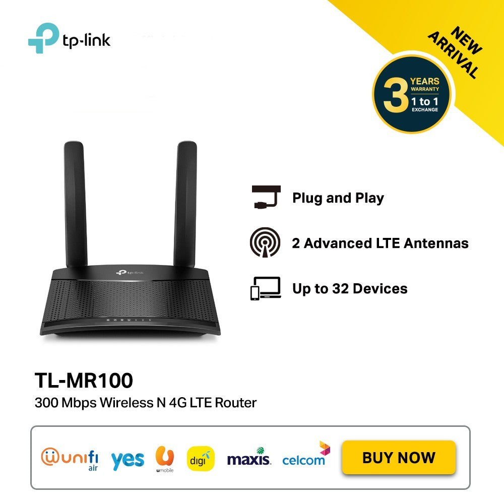 Tp Link Tl Mr100 300 Mbps Wireless N 4g Lte Modem Router Pcmall Com My