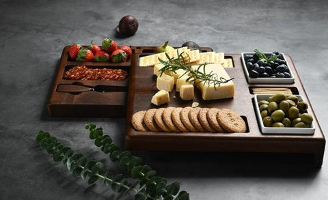 Expandable Acacia Cheese Board Serving Platter