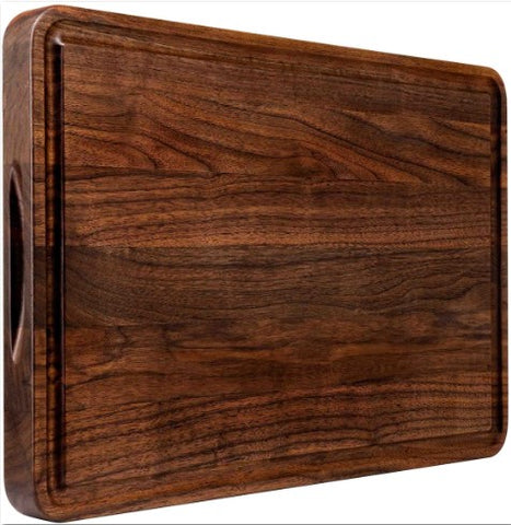 Wood Cutting Board Large Walnut 17x11 Inch Reversible With Handles And  Juice Groove