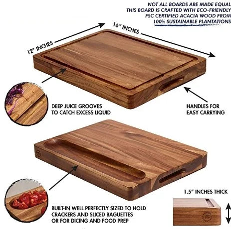 Wide Acacia wood cutting board