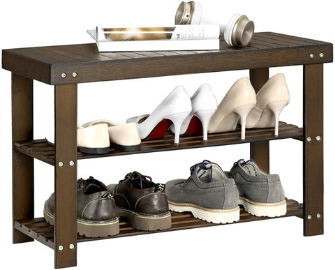 Keep your entryway organized with a stylish 3-tier bamboo shoe rack entrance bench.