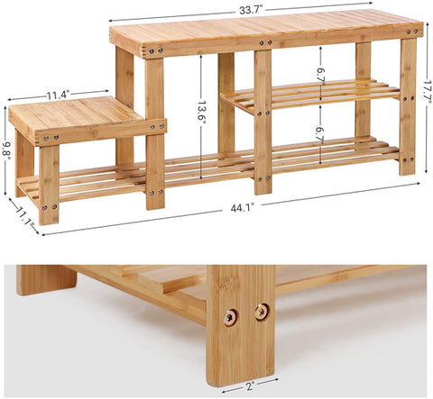 SPACE-SAVING STORAGE bamboo SHOE BENCH rack: put in your cubby closet, wardrobe, cabinet, garage, entrance, foyer and other storage area