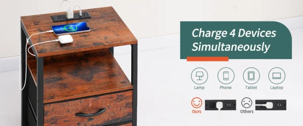 nightstand with charging station