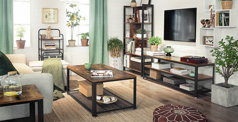 NovoBam Coffee Table with Built-in Storage for Living Room Organization