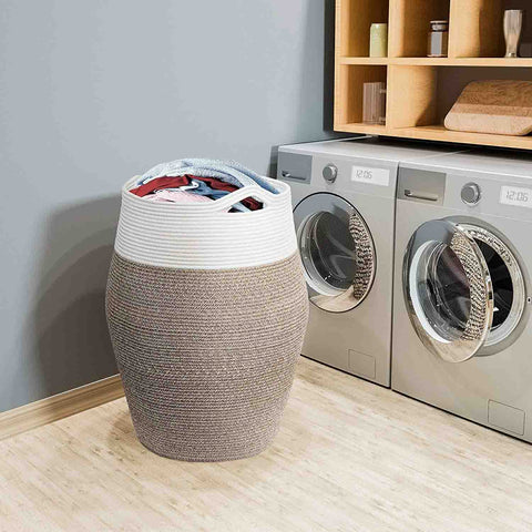 woven cotton hamper laundry storage basket