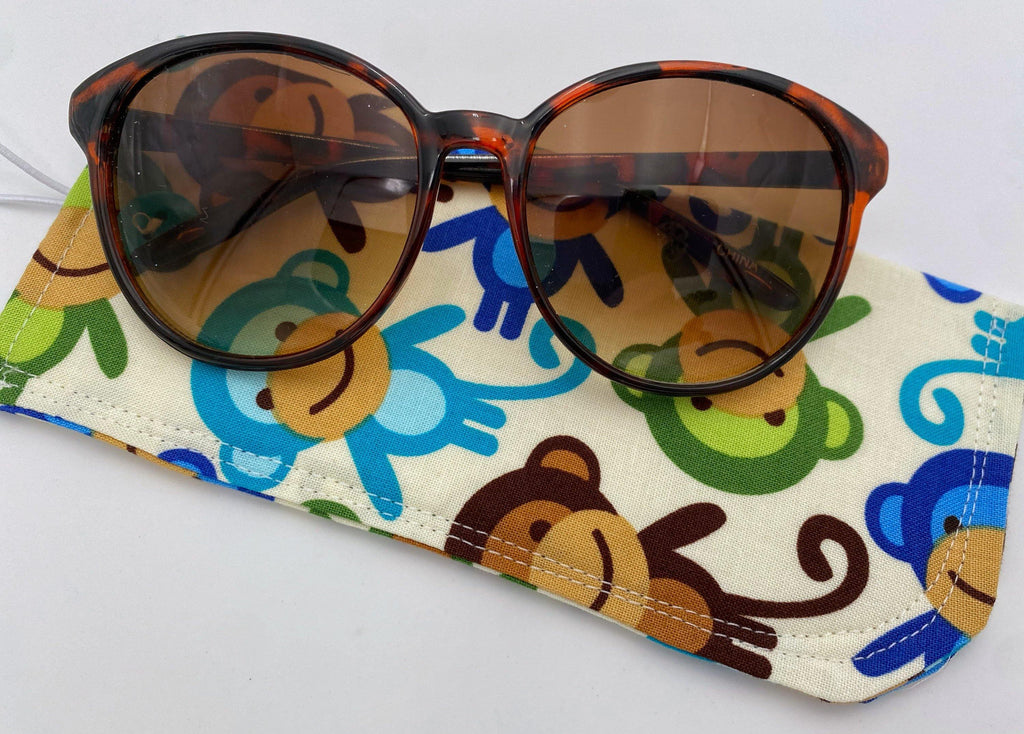 Brown Sunglasses Case, Damask Glasses Sleeve, Soft Fabric Glasses Pouch