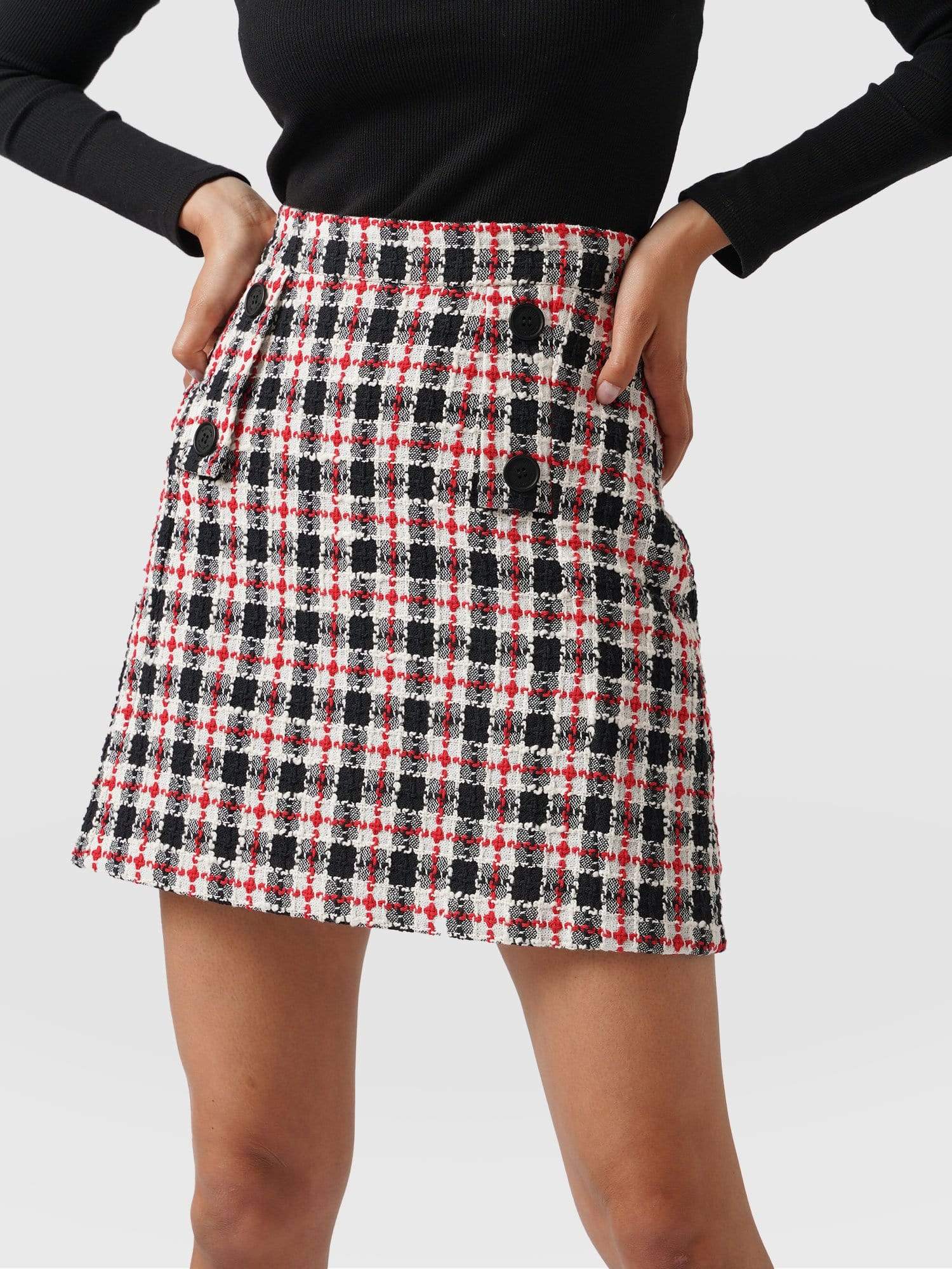 Carnaby Mini Skirt Red Boucle - Women's Skirts | Saint + Sofia® UK ...