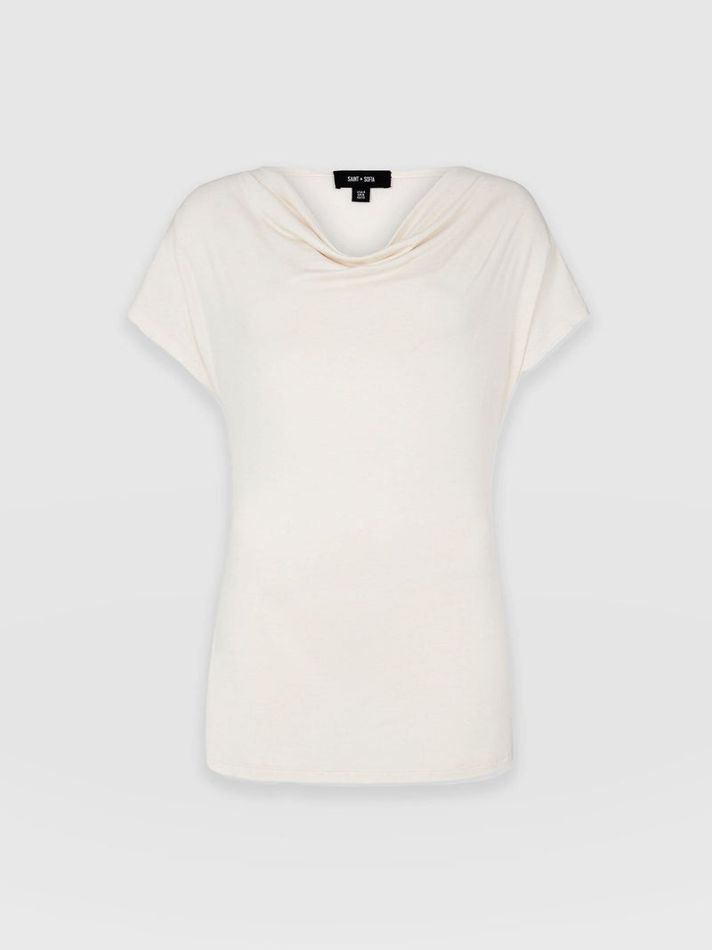 Cowl Neck Tee Cream Womens T Shirts Saint Sofia® Uk