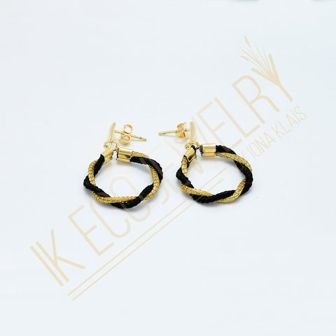 Gold and black twisted small hoop.