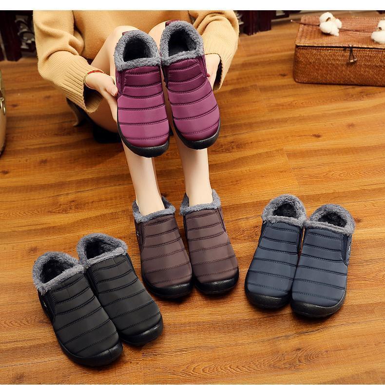 waterproof soft sole slip on warm casual snow ankle boots