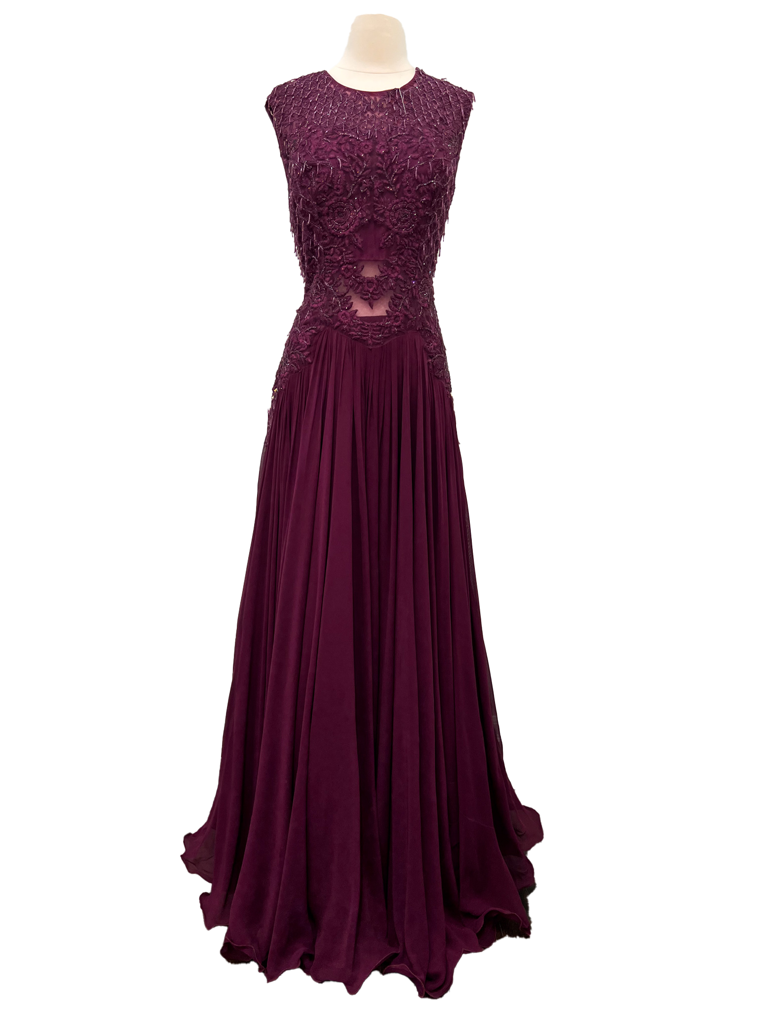 Wine Colour Beaded Gown - Frontier Heritage