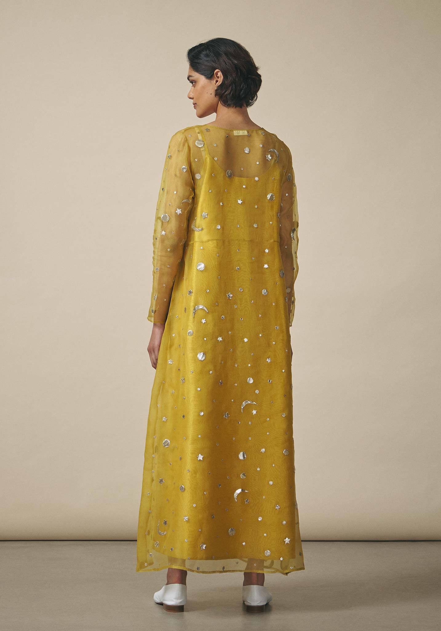 zara yellow embroidered dress