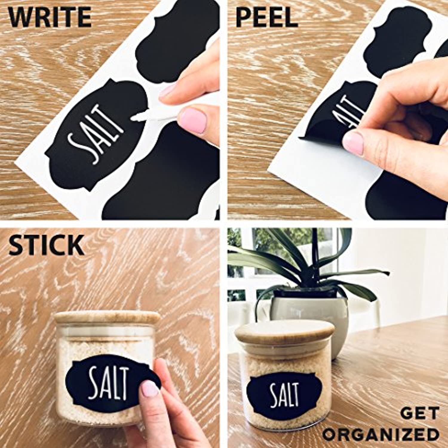 Chalkboard Labels with Erasable Chalk Pen - Glass Jar Labels - Essos Home  and Kitchen