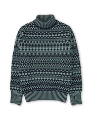 Talbot Roll Neck Jumper Fitzroy Navy/Sea Green