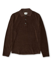 Corringway Long Sleeve Polo Shirt Lulworth Chocolate Brown