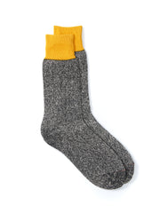 Double Face Crew Socks Silk & Cotton - Yellow Charcoal