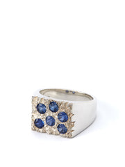 Bleue Burnham Rose Garden Signet Ring Silver - Blue