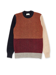 Multicoloured colourblocked Blenheim jumper in extrafine wool by Oliver Spencer.
