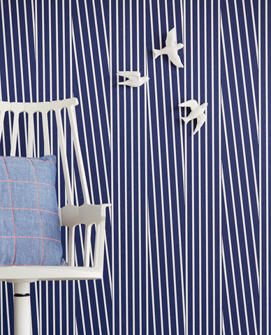 Eijffinger Stripes + navy & white striped wallpaper
