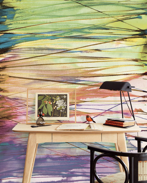 Eijffinger Stripes+ Abstract Painterly Watercolour Mural - Mural Blog