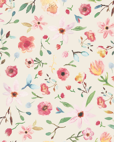 Eijffinger Rice 2 pastel watercolour floral wallpaper