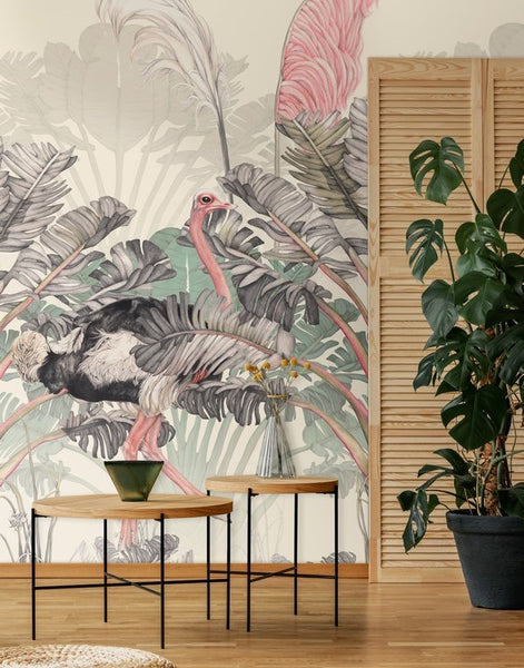 Tres Tintas Rubrica Ostrich Jungle Mural - Mural Blog