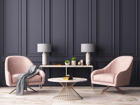 Mauve Haussmann moldings Parisian living room