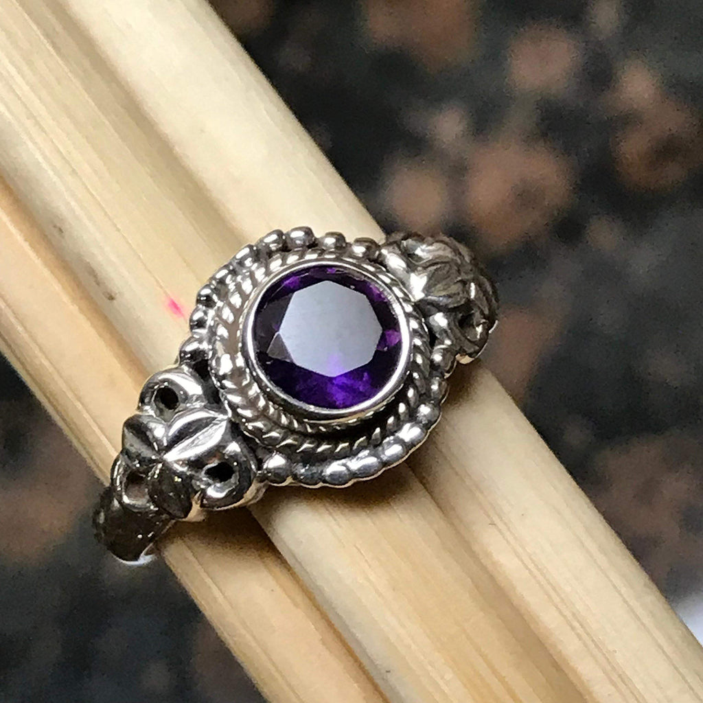 Natural 1ct Purple Amethyst, White Topaz 925 Solid Sterling Silver