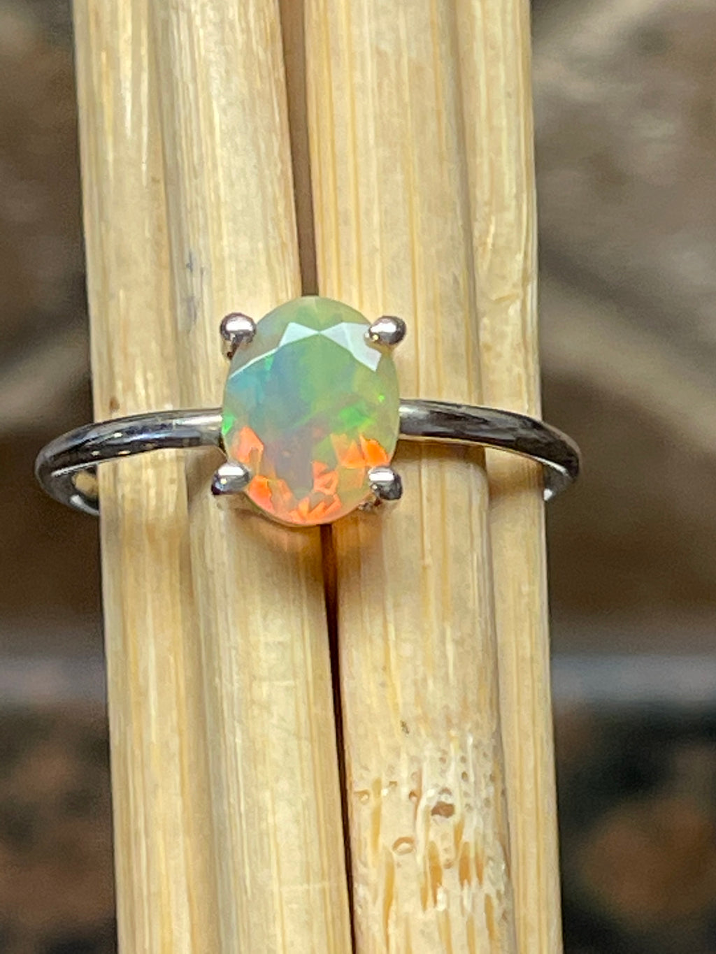 Natural Ethiopian Opal 925 Solid Sterling Silver Engagement Ring