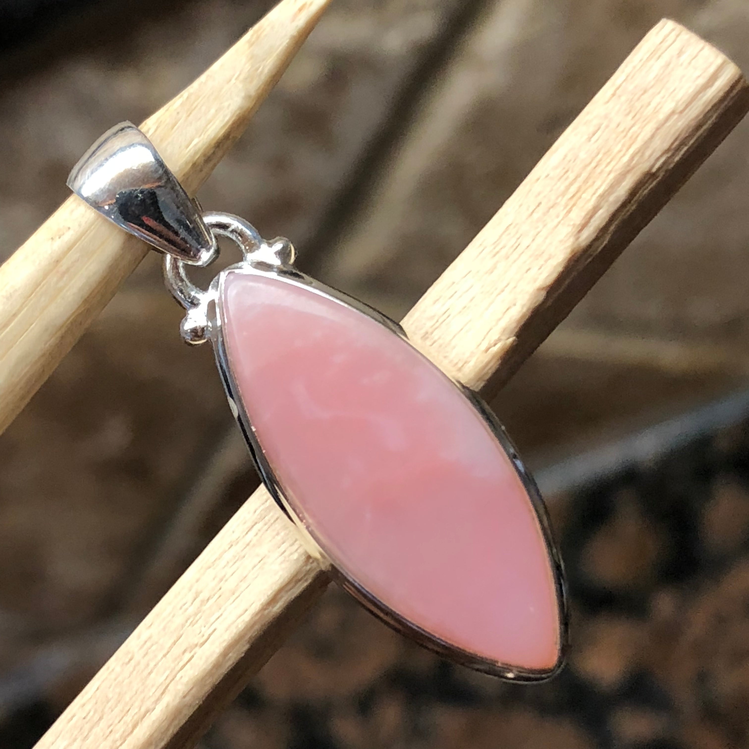 Natural Australian Pink Opal 925 Solid Sterling Silver Pendant 30mm ...