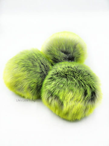 Loren Faux Fur Pom Pom, Phosphor Green - Hobiumyarns