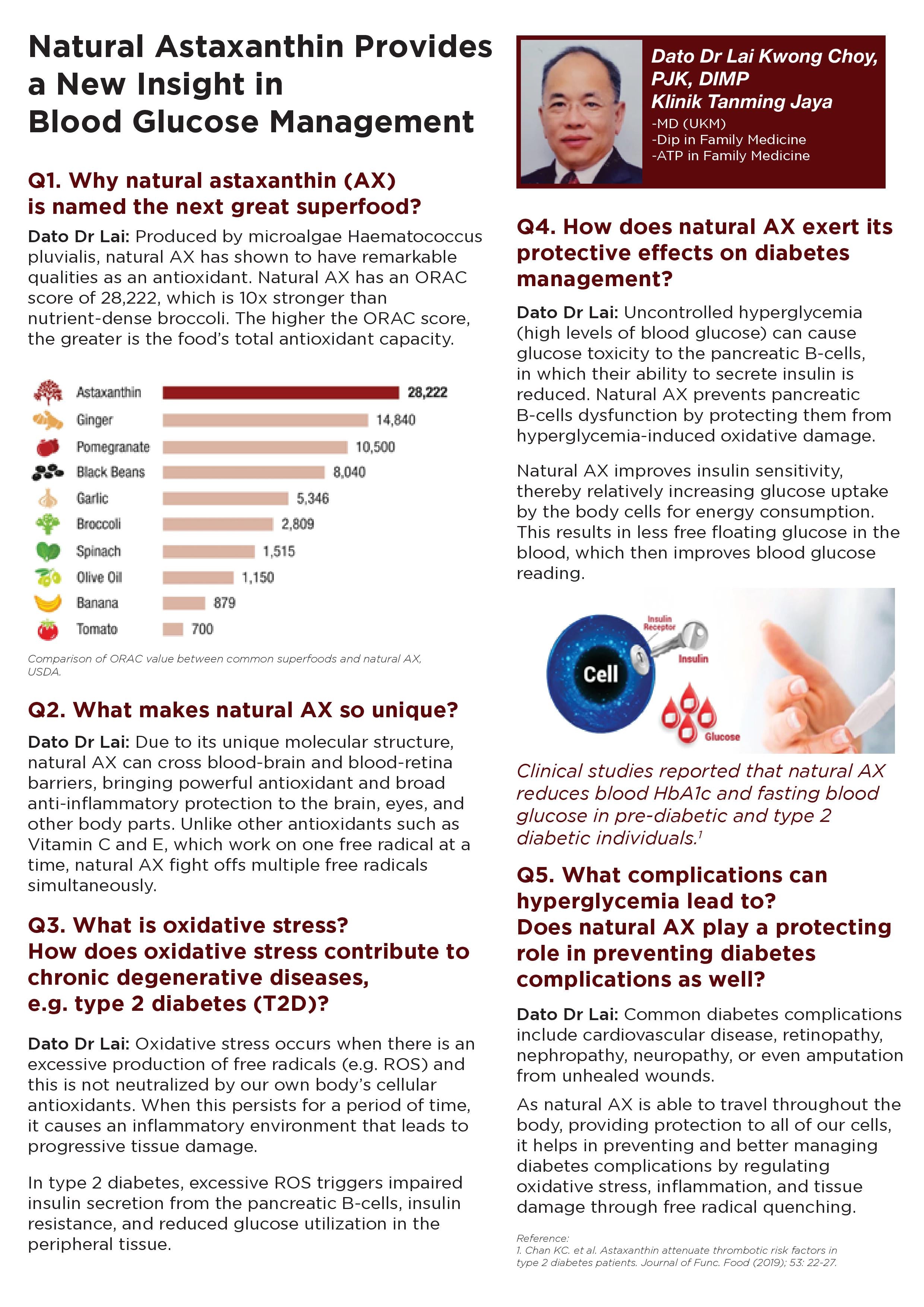 Health Talk: Natural Astaxanthin Provides a New Insight in Blood Glucose Management