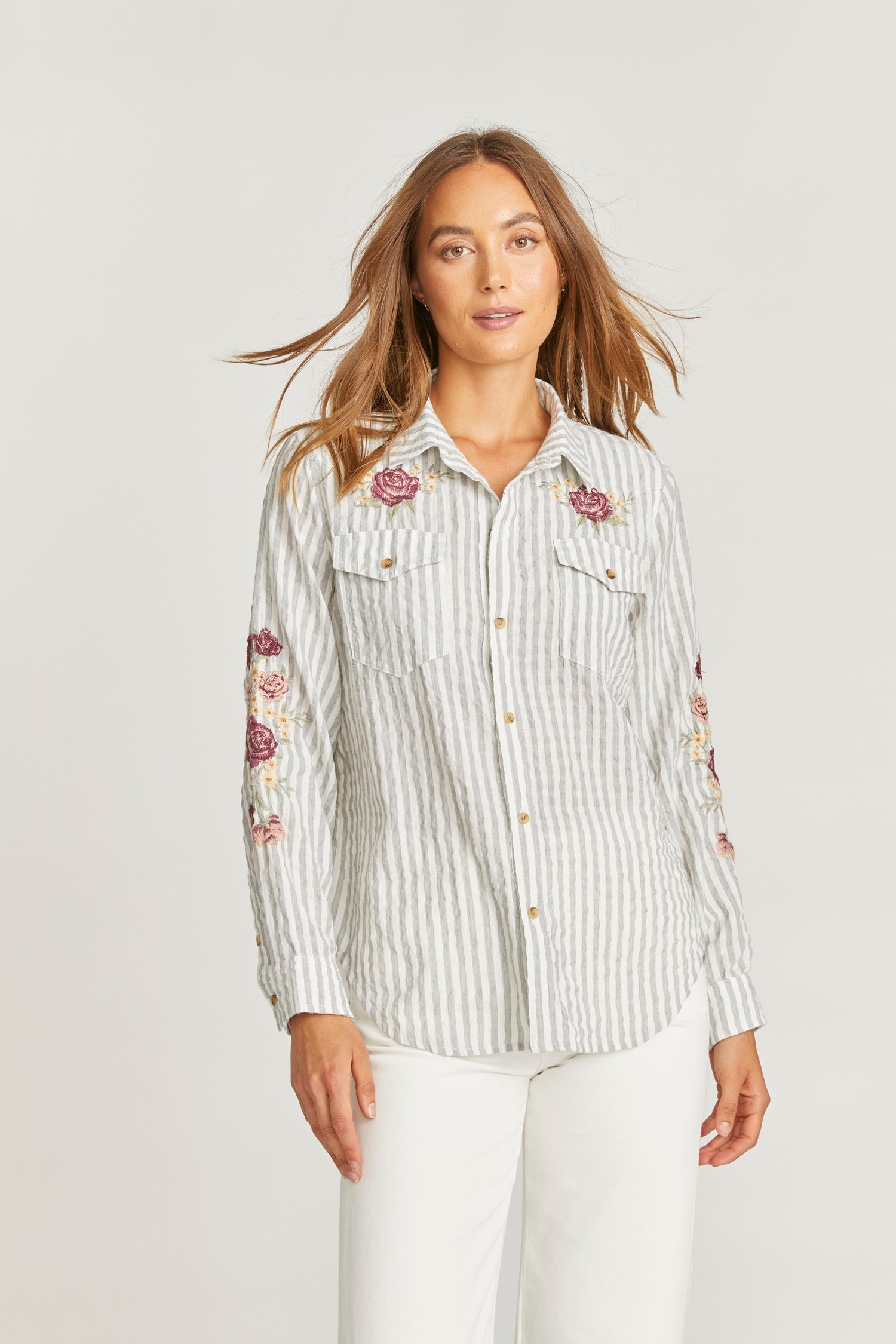 Striped Button Down - Rosé