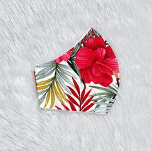 Load image into Gallery viewer, Tropical Leaves and Flowers 100% Pure Cotton Mask
