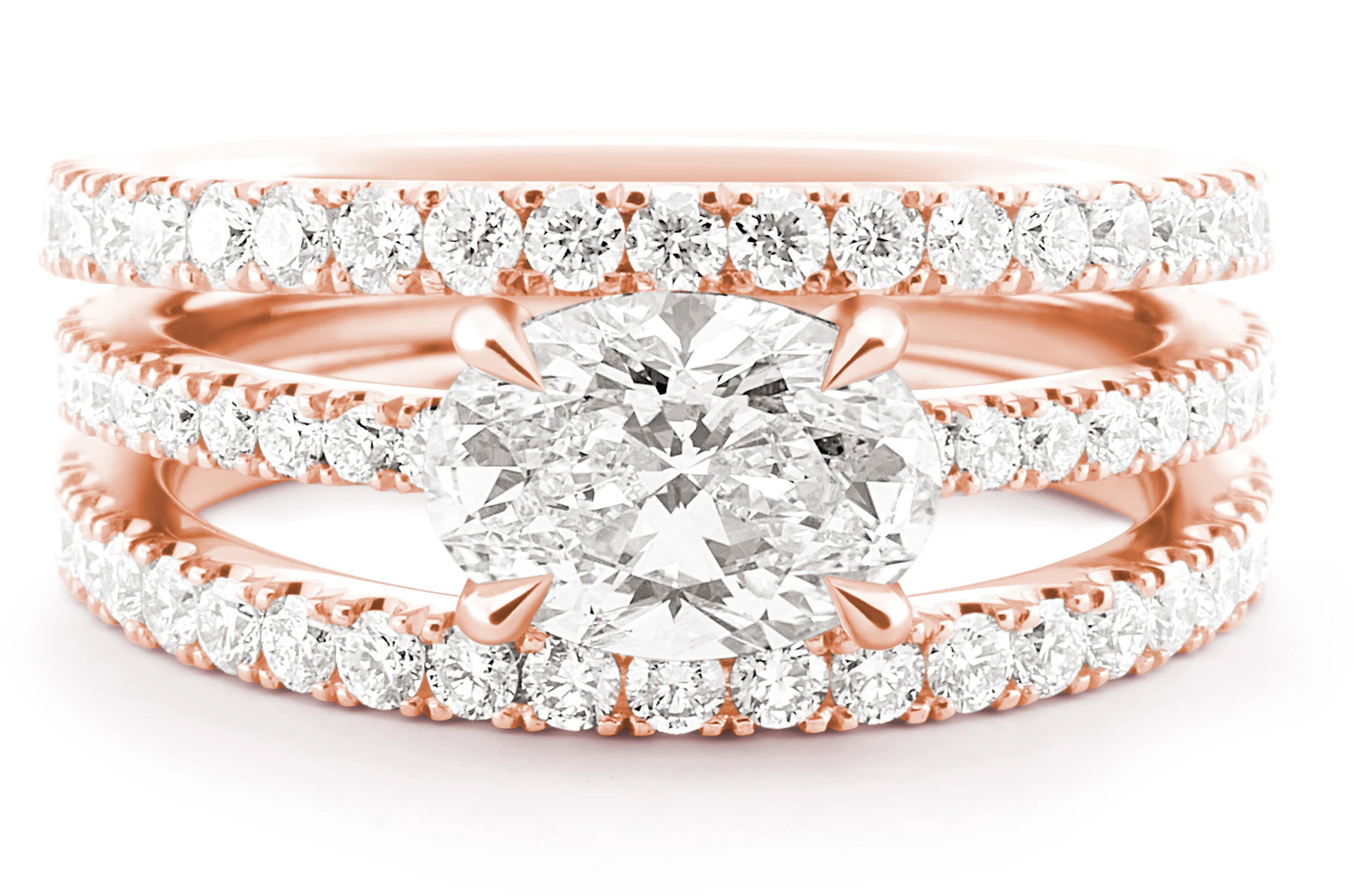 BESPOKE-18CT-ROSE-GOLD-THREE-ROW-OVAL-CENTRE-BAND-RING-01