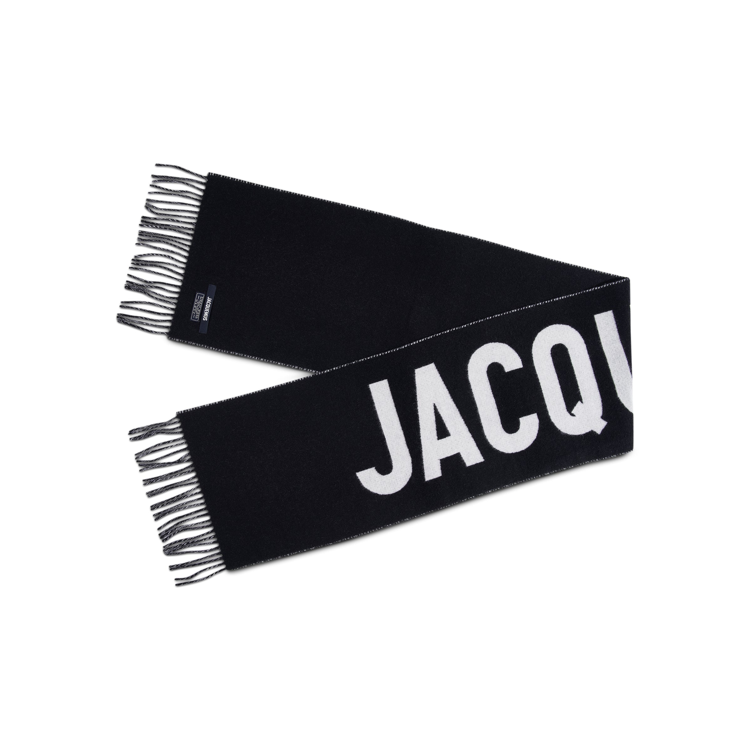 Shop Jacquemus Fringe Logo Scarf