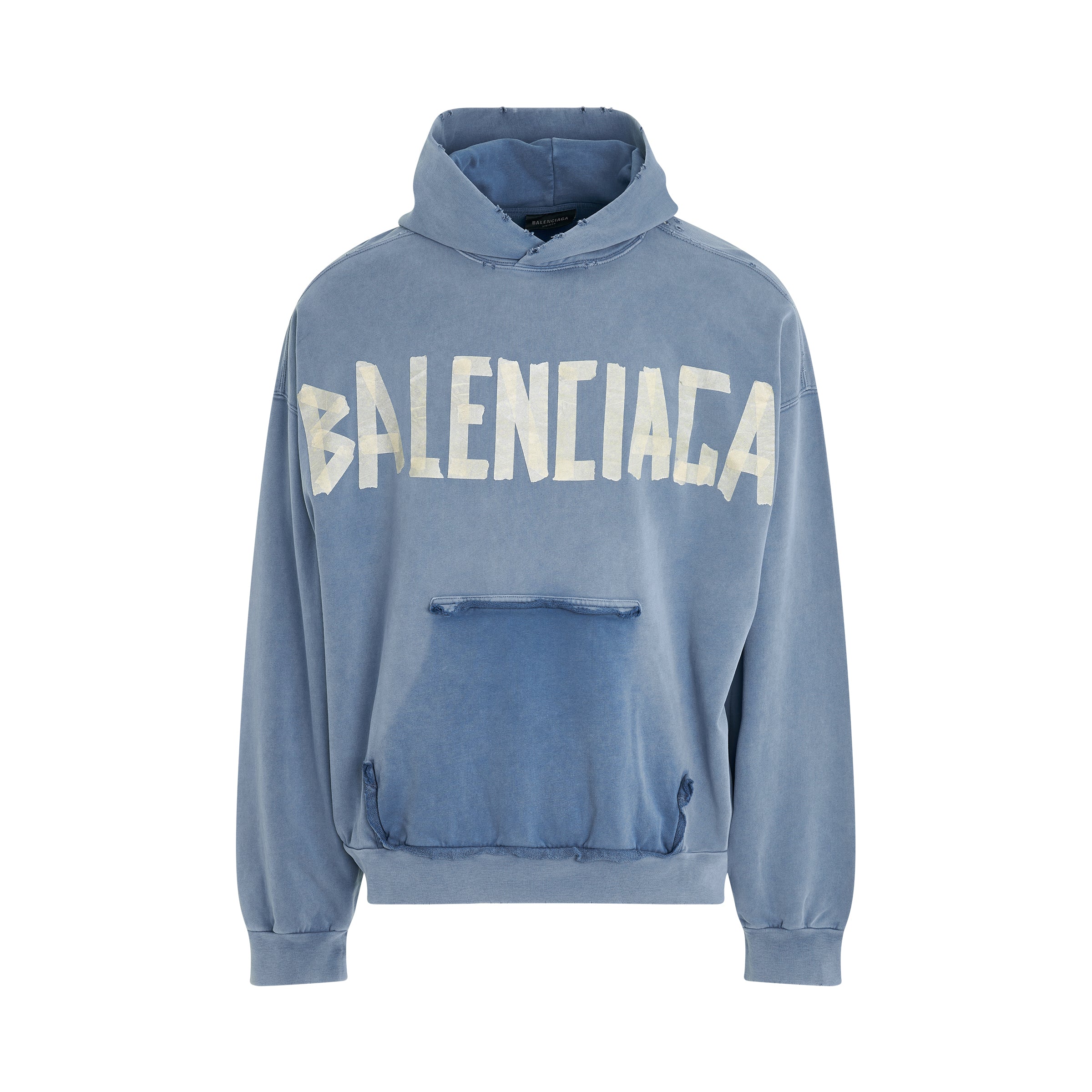 Shop Balenciaga Tape Logo Ripped Pocket Hoodie