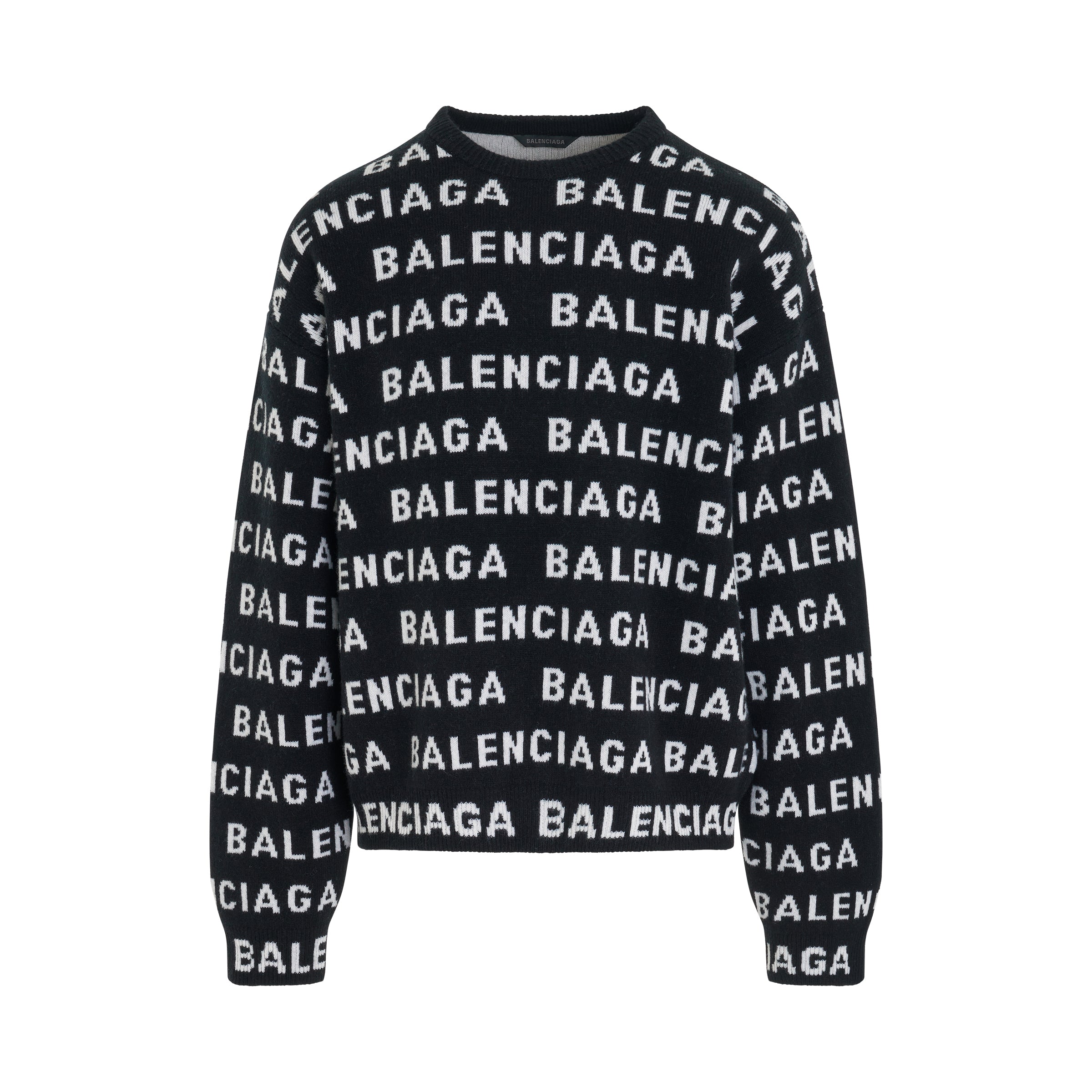 Shop Balenciaga All-over Logo Knit Sweater