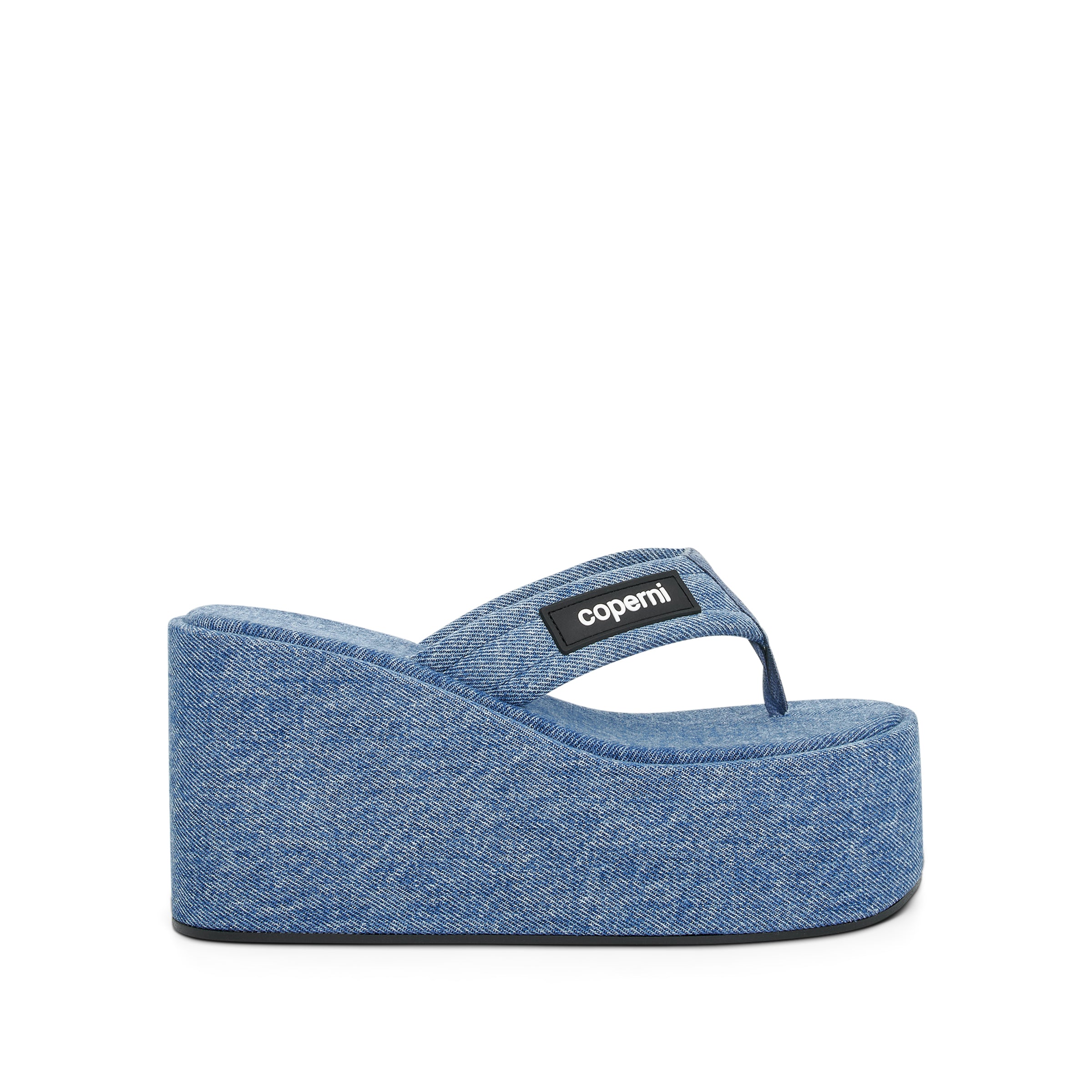 Shop Coperni Denim Branded Wedge Sandal