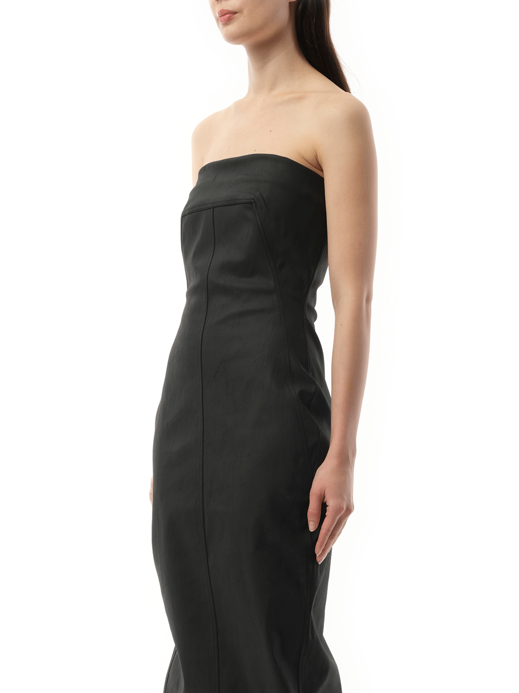 Rick Owens Women's Stretch Denim Bustier Gown In Black