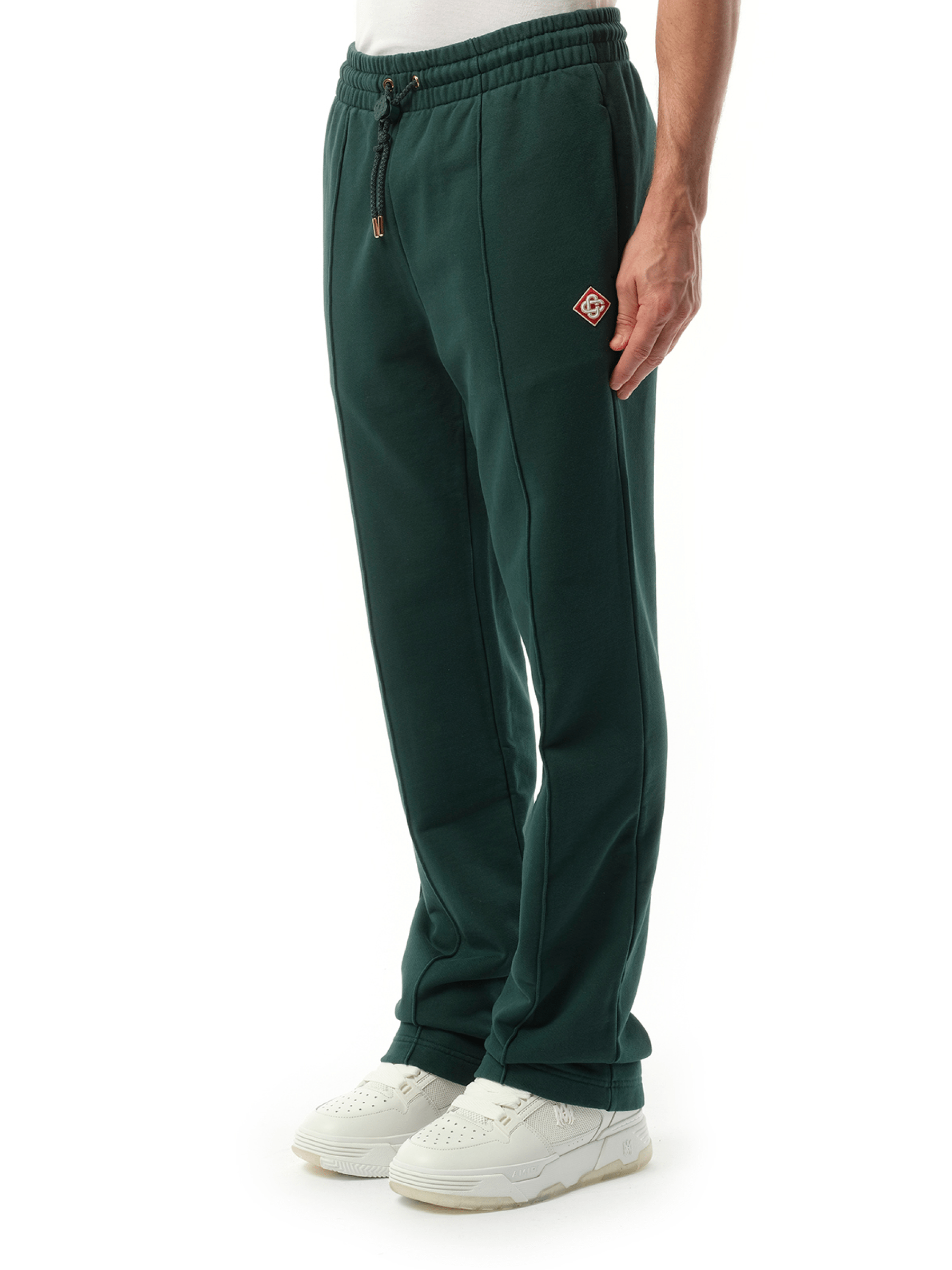 Casablanca Mens Green Brand-patch Two-slip-pockets Straight-leg Relaxed-fit Organic-cotton Jogging Bottoms In Green